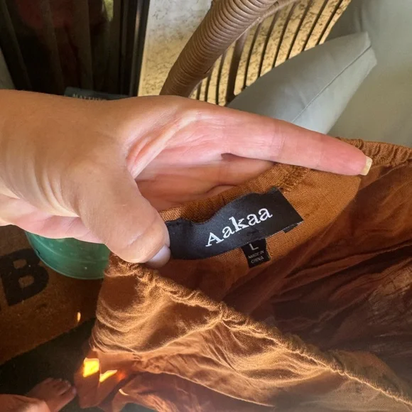 Aakaa Women's Linen Maxi Halter Dress in Rust Orange - Sz Large - Picture 4 of 5